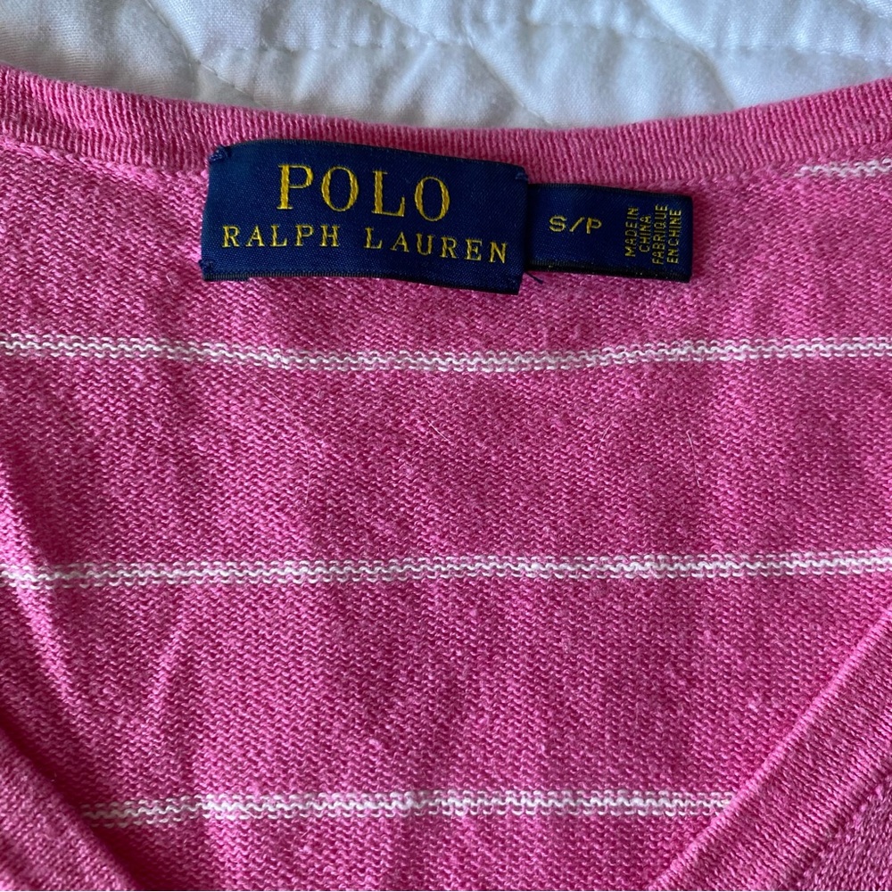 Polo Ralph Lauren Pink Striped V-Neck Sweater | Preppy Coastal - Picture 4 of 6